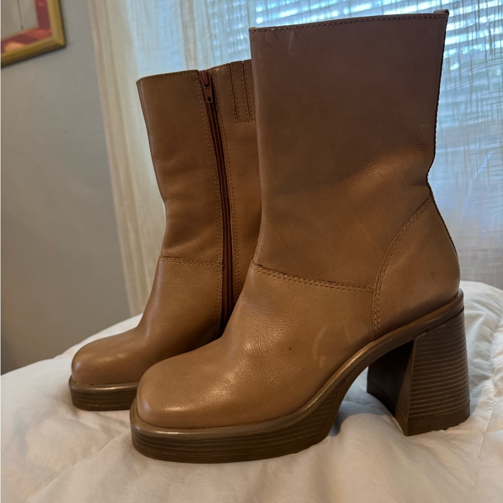 90’s Vintage Chunky Mid Calve Steve Madden Leather Boots - Picture 4 of 8
